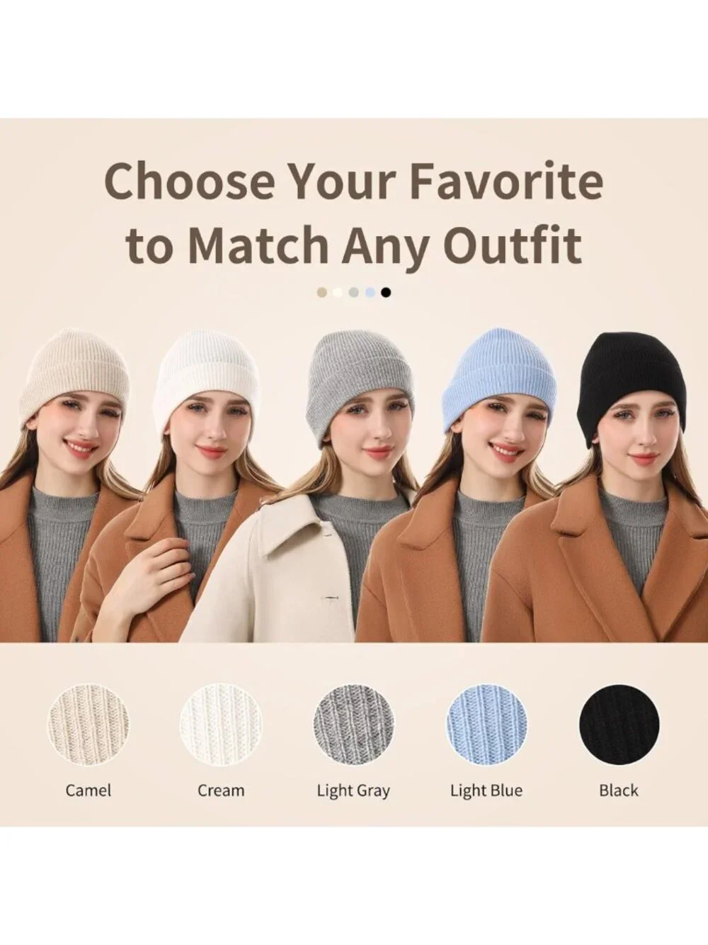 Luxurious 100% Cashmere Beanie for Women | Soft Knit Winter Hat with Gift Box